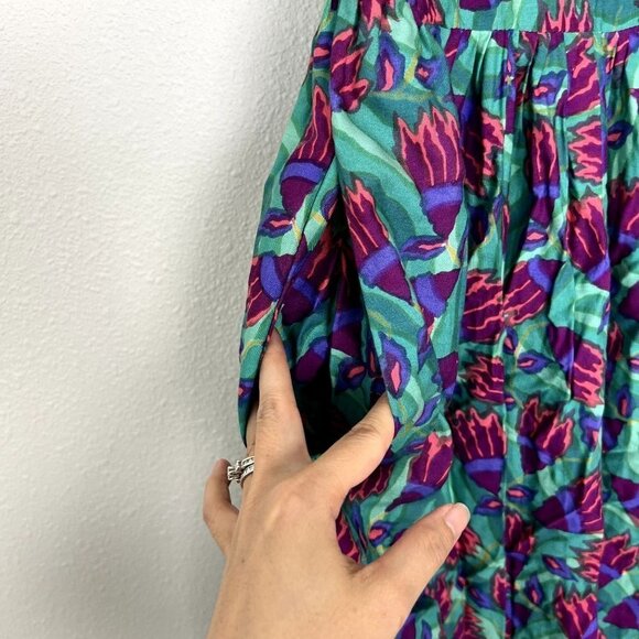 Rainbow Jo Hawaii Womens Small Floral Palm Short Sleeve Maxi Rayon Dress FLAWS - Picture 4 of 14